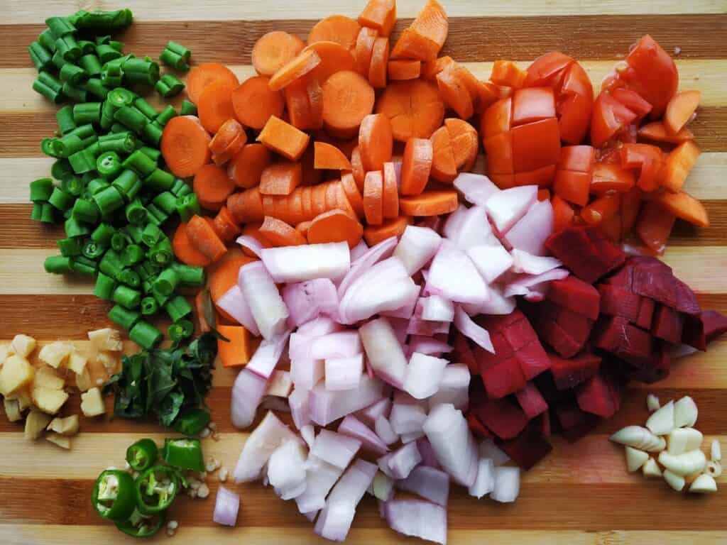Légumes coupées