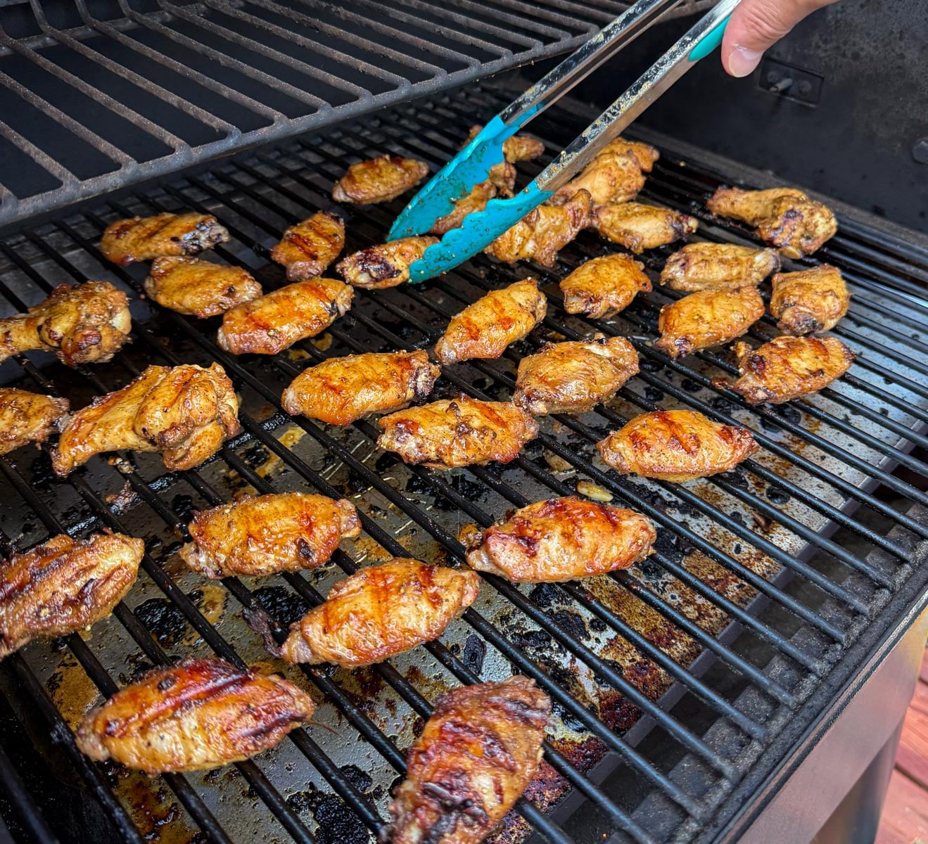 Chicken wings cooking on the BBQ