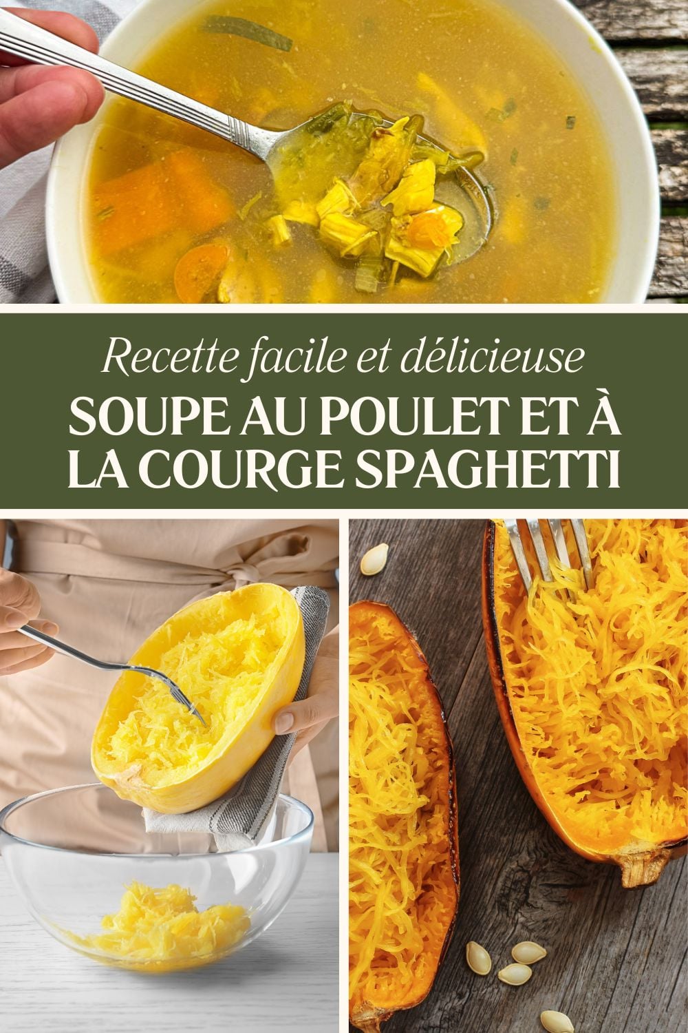 Soupe au poulet et à la courge spaghetti