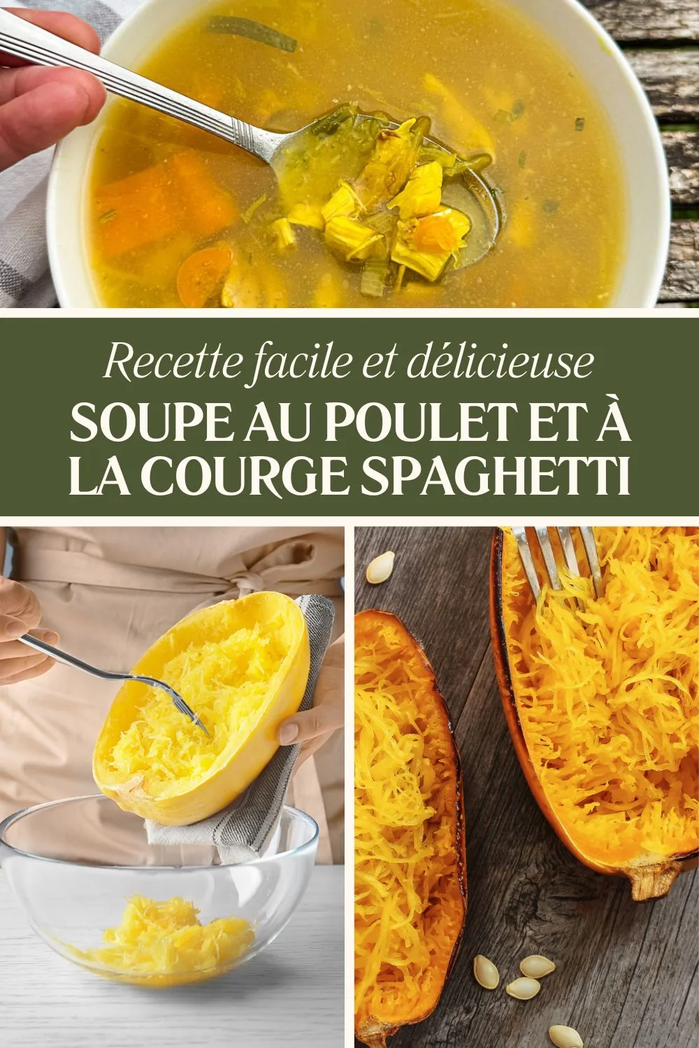 Soupe au poulet et à la courge spaghetti