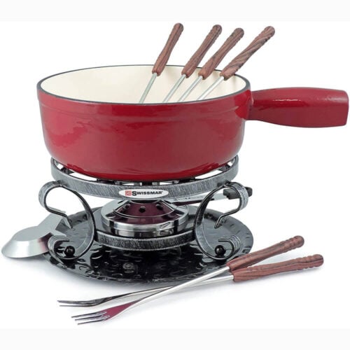 Swissmar Lugano Service à fondue en fonte 9 pièces Rouge cerise