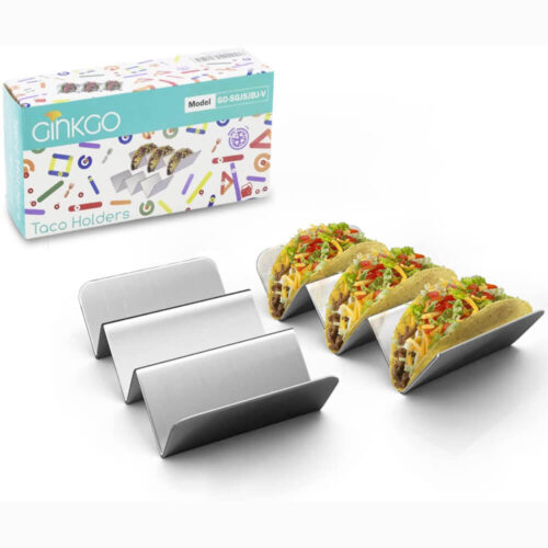GINKGO Taco Holders, Stainless Steel Taco Holder Stands Set of 2