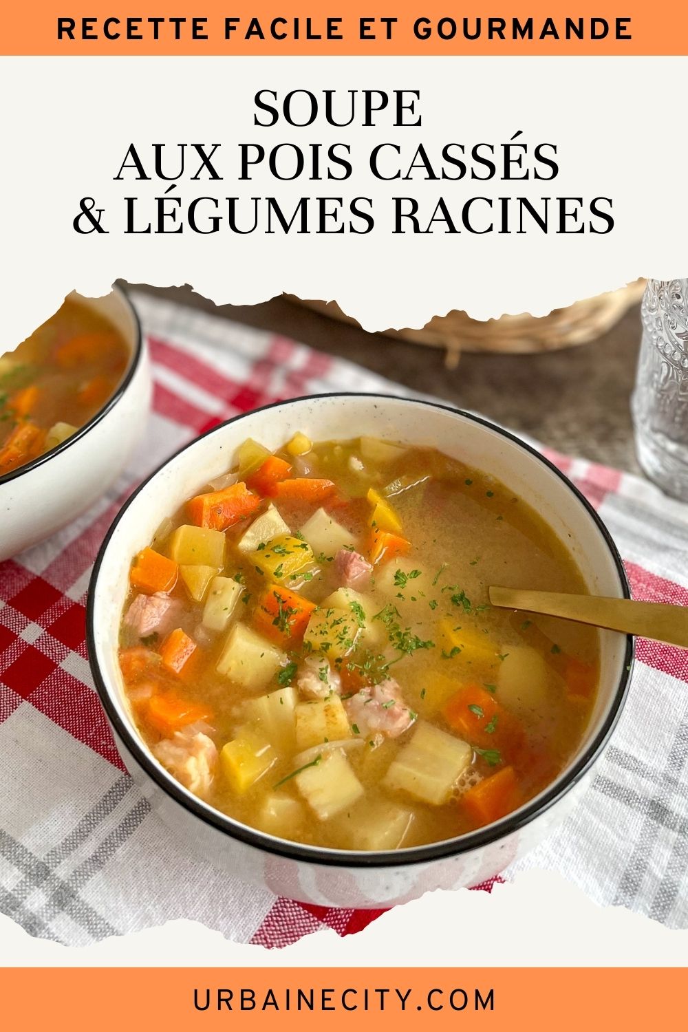 Recette facile de soupe aux pois et légumes racines - Urbaine City