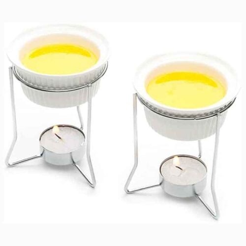 Nantucket Seafood 5590 Ceramic Butter Warmers, Set of Two White