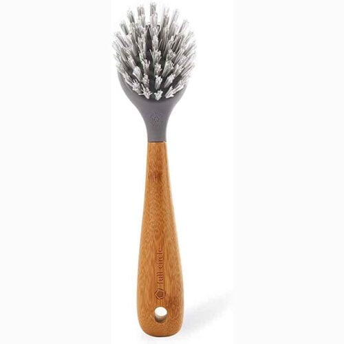 Full Circle Tenacious C Cast Iron Brush and Scraper with Bamboo Handle