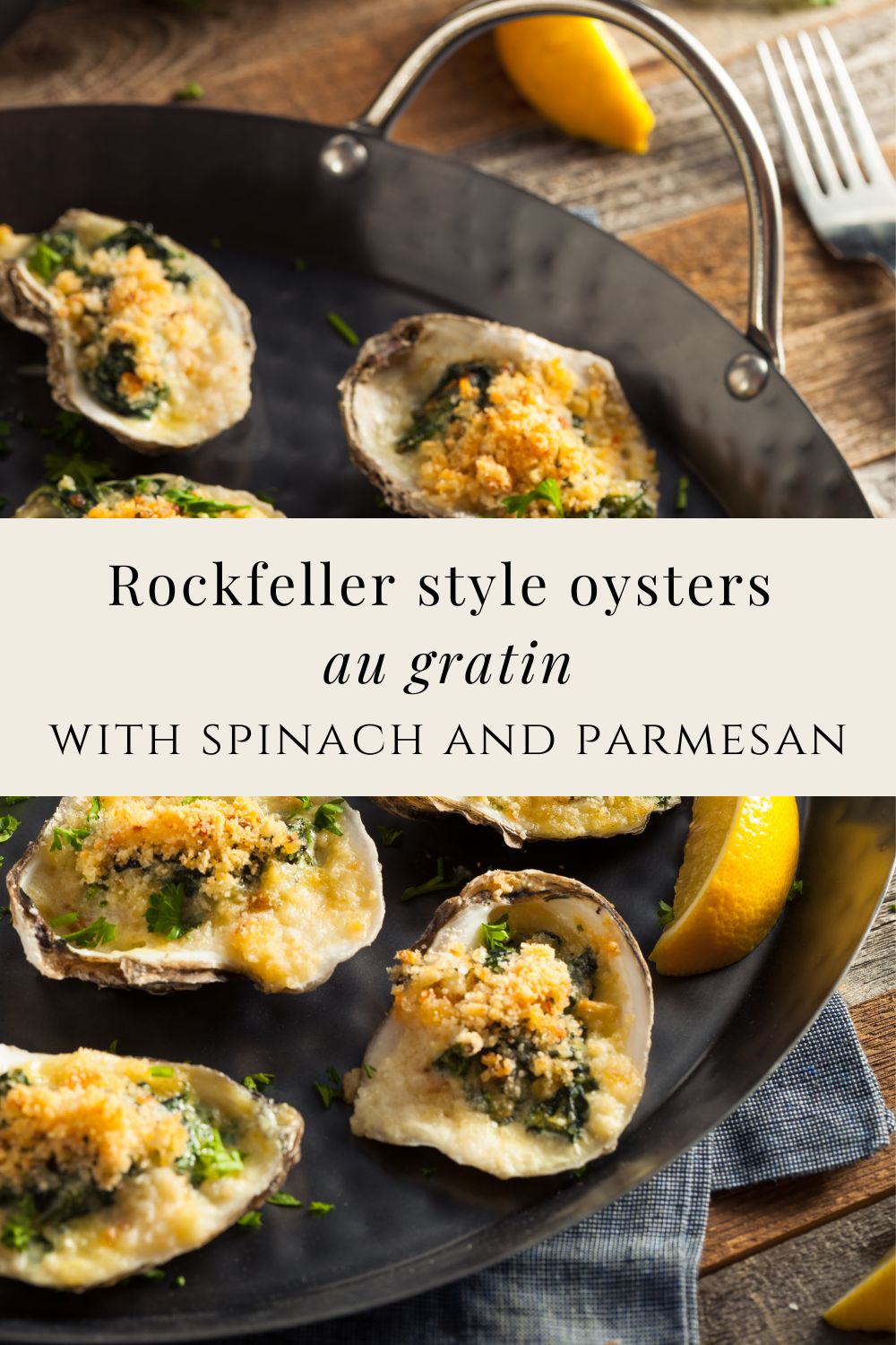Rockfeller style oysters au gratin, with spinach and parmesan Urbaine