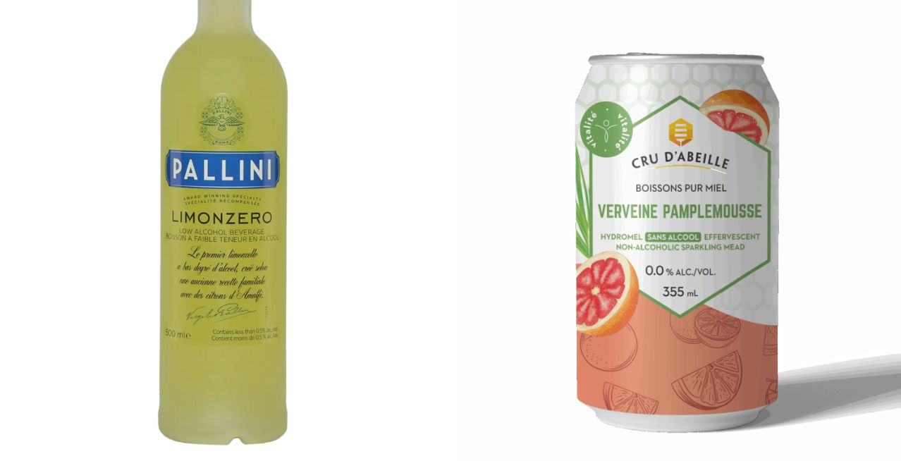 Pallini Limonzero et Hydromel pétillant sans alcool Cru d'Abeille