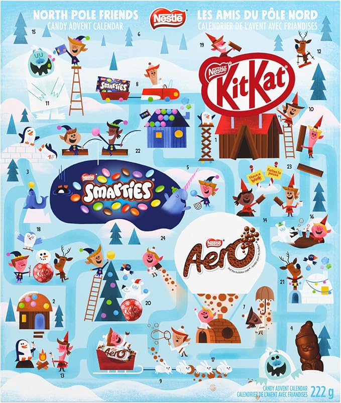 Calendrier les amis du pôle nord kitkat aéro et smarties