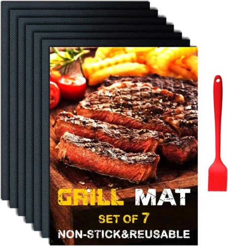 BBQ Grill Mat Set of 7+1, Reusable Non-Stick BBQ Mat, Heat Resistant