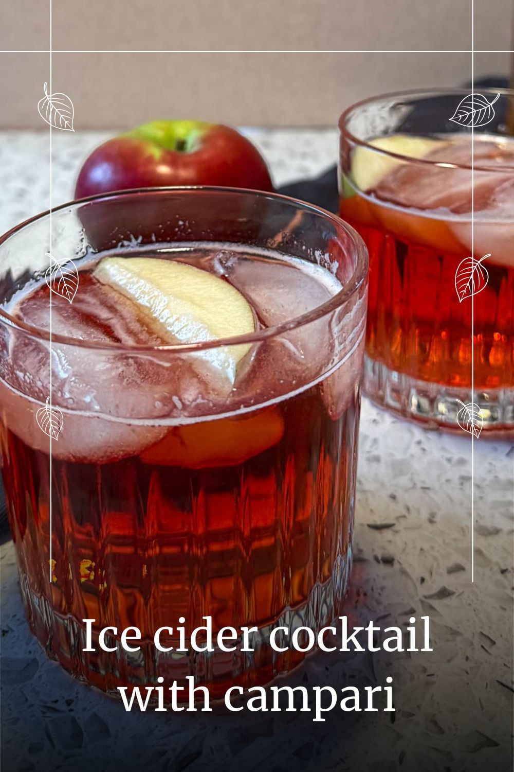 Ice cider cocktail with campari and sparkling cider