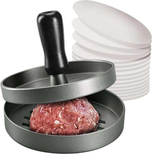Presse à hamburger en aluminium avec 100 papiers cirés, moule anti-adhésif | Amazon